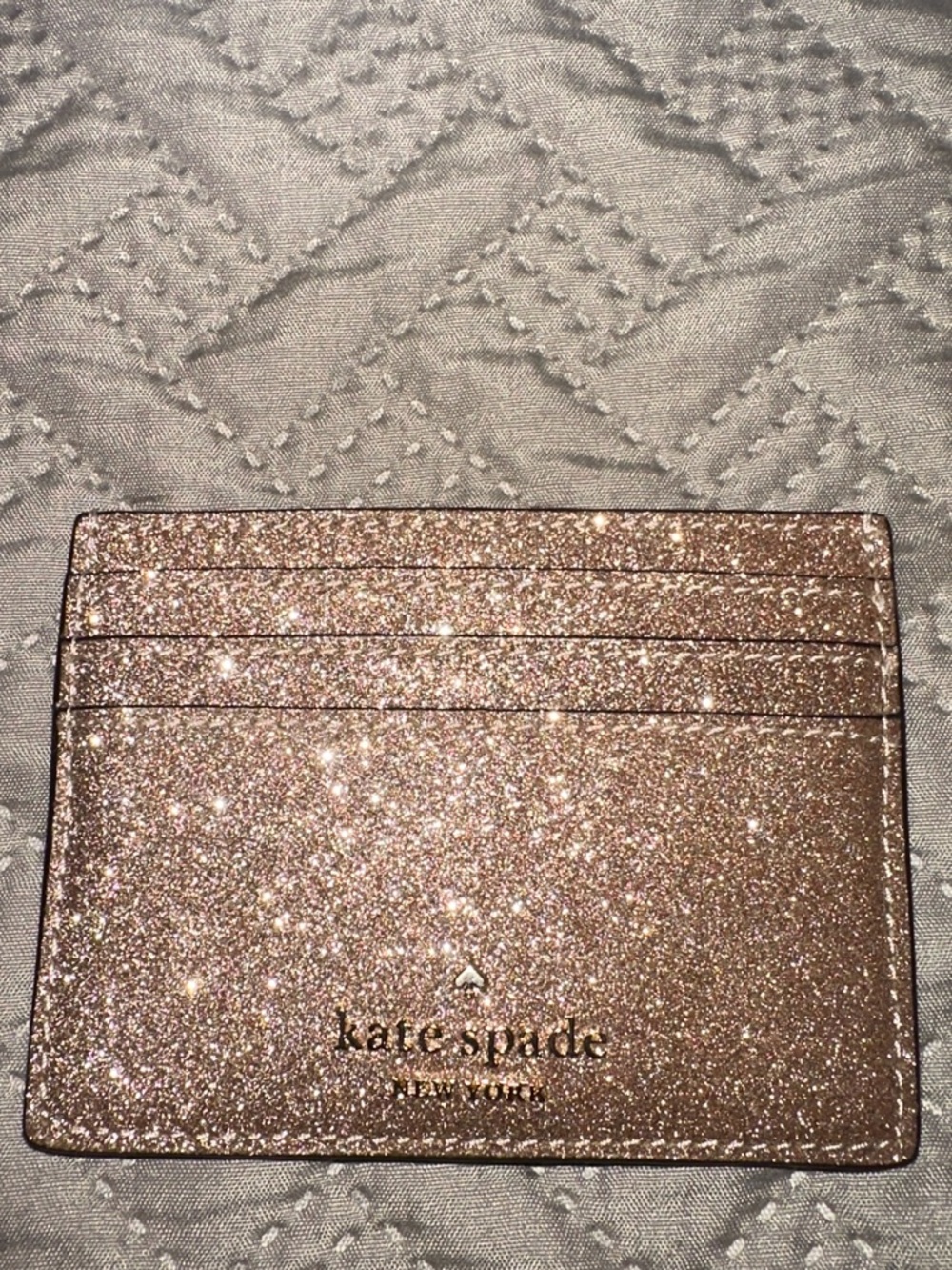 kate spade Glitter Card Holder - Rose Gold Sparkle